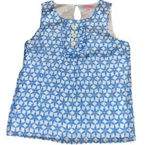 Lilly Pulitzer blue white floral tank silk blend size 14